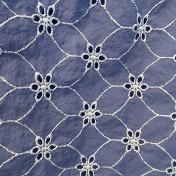 SUNDANCE CATALOG Florina Eyelet Top Size Medium Blue White Flutter Cap Sleeve - Picture 13 of 16